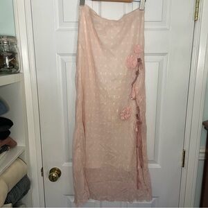 Sonia Fortuna NWT 100% Silk Balletcore Light Pink Long Maxi Skirt Medium